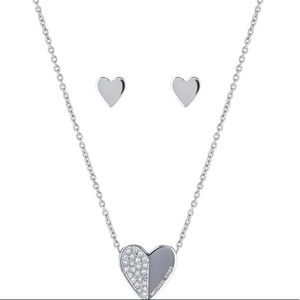 MK pavè heart pendant necklace set